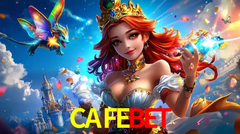 A princesa de um reino de fantasia mágico, com seu pequeno dragão, apresentando um mundo de prêmios encantados nos jogos de caça-níqueis do cassino CAFEBET.